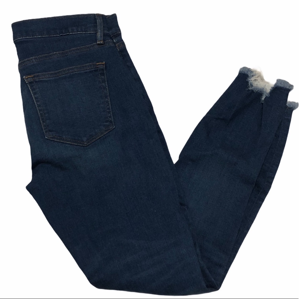 LOFT High Rise Skinny Ankle Jeans raw notch hem 4